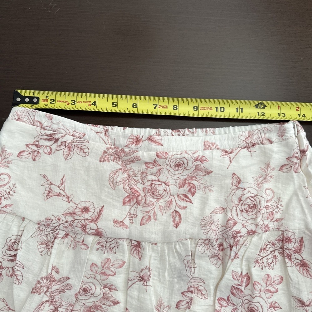 Love Tree Pleated Floral Skort Skirt Beige Pink Side Zip Elastic Waist Size M - Picture 4 of 10